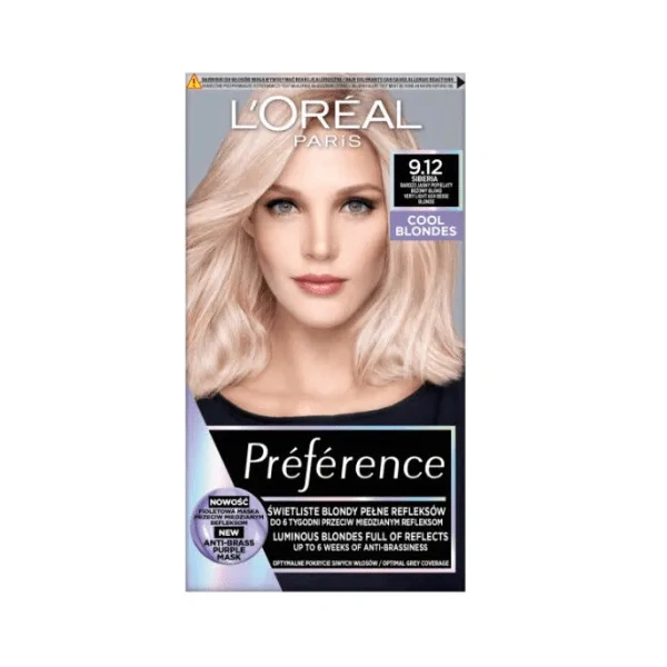 LOREAL Preference farba do włosów 9.12 Bardzo Jasny Popielaty Beżowy Blond