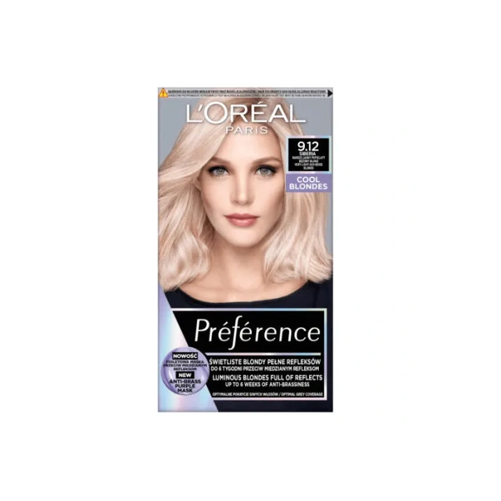 LOREAL Preference farba do włosów 9.12 Bardzo Jasny Popielaty Beżowy Blond