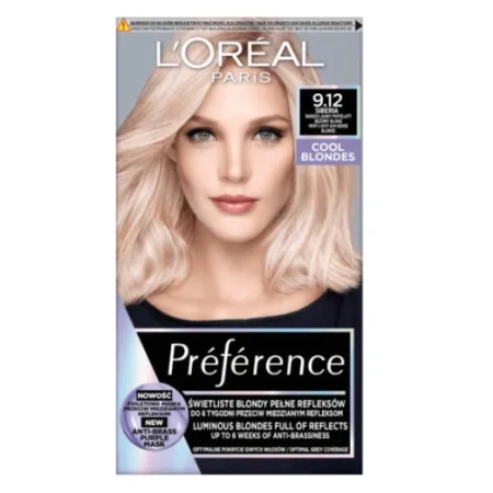 LOREAL Preference farba do włosów 9.12 Bardzo Jasny Popielaty Beżowy Blond