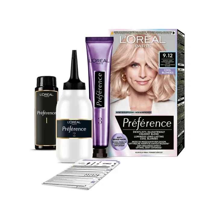 LOREAL Preference farba do włosów 9.12 Bardzo Jasny Popielaty Beżowy Blond
