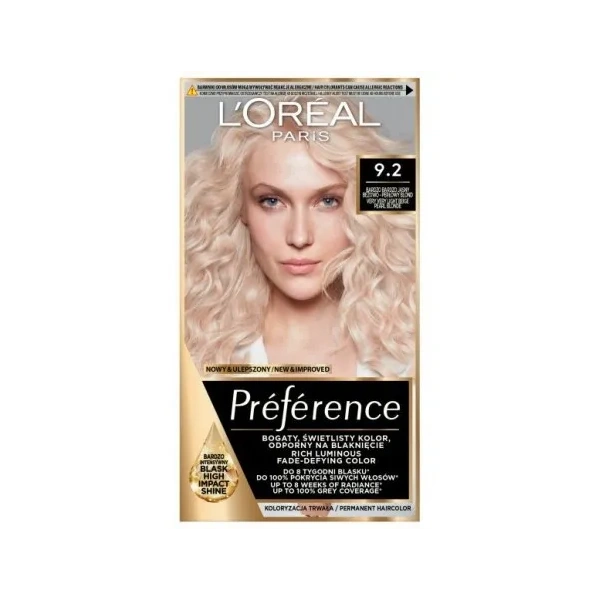 LOREAL Preference farba do włosów 9.2 Bardzo Bardzo Jasny Beżowo-Perłowy Blond