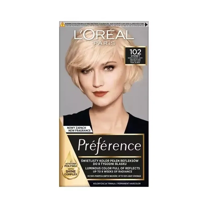 LOREAL Preference farba do włosów 102 Sydney Bardzo Bardzo Jasny Perłowy Blond