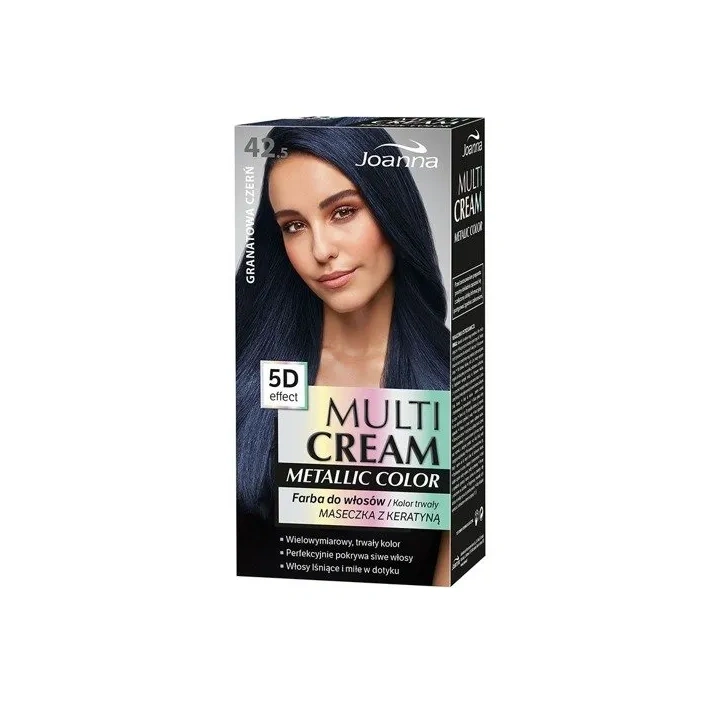 JOANNA Multi Cream Metalic Color farba do włosów Efekt 5D 42.5 Granatowa Czerń