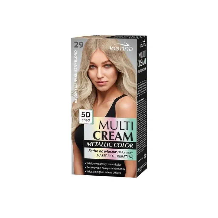 JOANNA Multi Cream Metalic Color farba do włosów Efekt 5D 29 Bardzo Jasny Śnieżny Blond