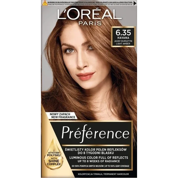 LOREAL Preference farba do włosów 6.35 Jasny Bursztyn
