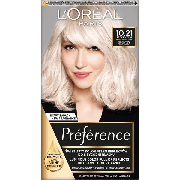 LOREAL Preference farba do włosów Z2 10.21 Bardzo Bardzo Jasny Perłowy Blond