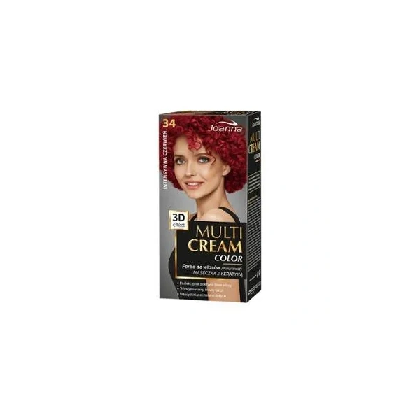 JOANNA Multi Cream Color farba do włosów 34 Intensywna Czerwień