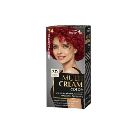JOANNA Multi Cream Color farba do włosów 34 Intensywna Czerwień
