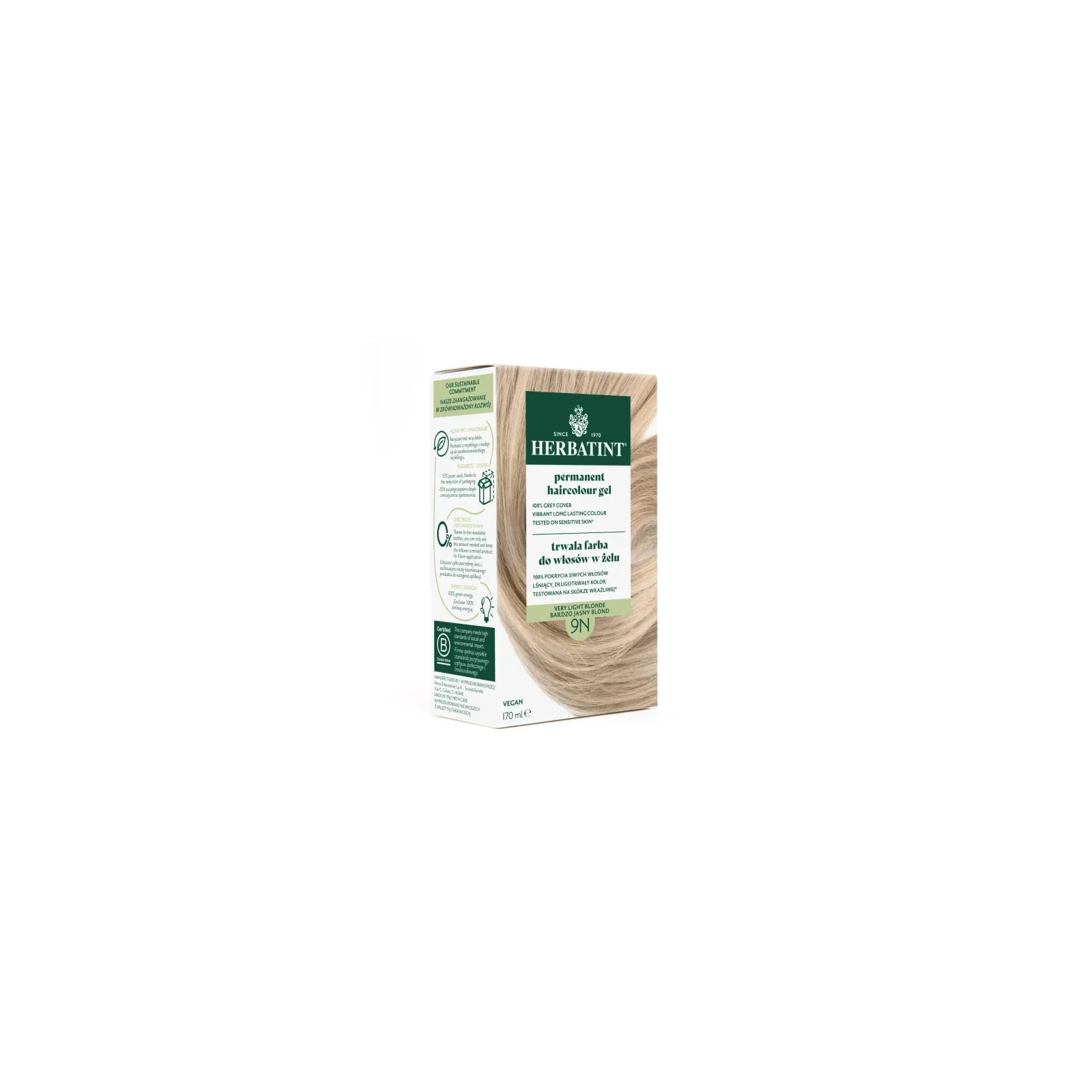 HERBATINT Ziołowa farba do włosów 9N Miodowy Blond 150ml