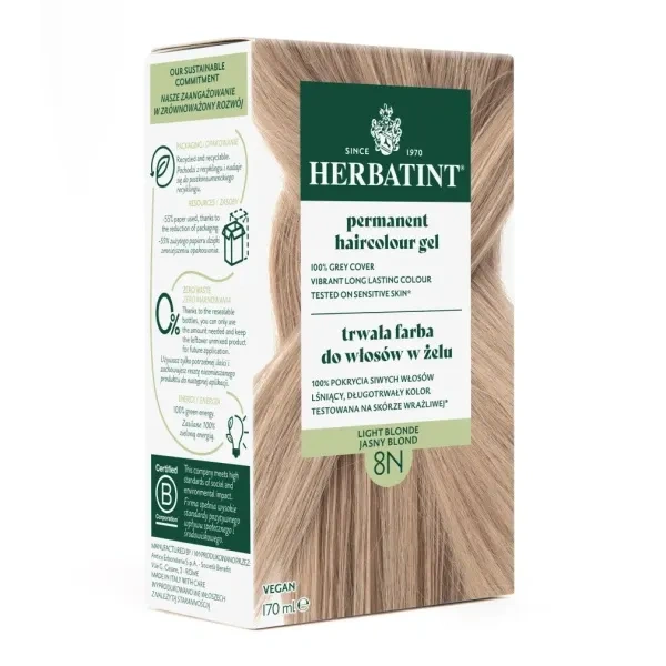 HERBATINT Ziołowa farba do włosów 8N Jasny Blond