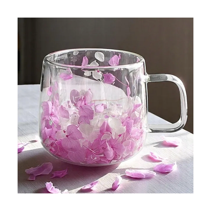 ECARLA szklanka termiczna z podwójnym dnem i hortensją 180ml Fiolet SZK172