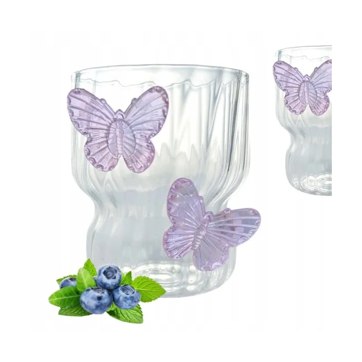 ECARLA szklanka z falowanymi ściankami MOTYL Fiolet 260ml SZK162
