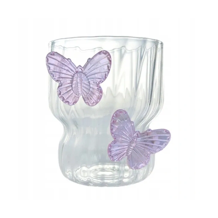 ECARLA szklanka z falowanymi ściankami MOTYL Fiolet 260ml SZK162
