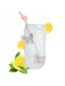 ECARLA szklanka wysoka ze słomką Motyl Róż 500ml SZK163