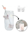 ECARLA szklanka wysoka ze słomką Motyl Róż 500ml SZK163