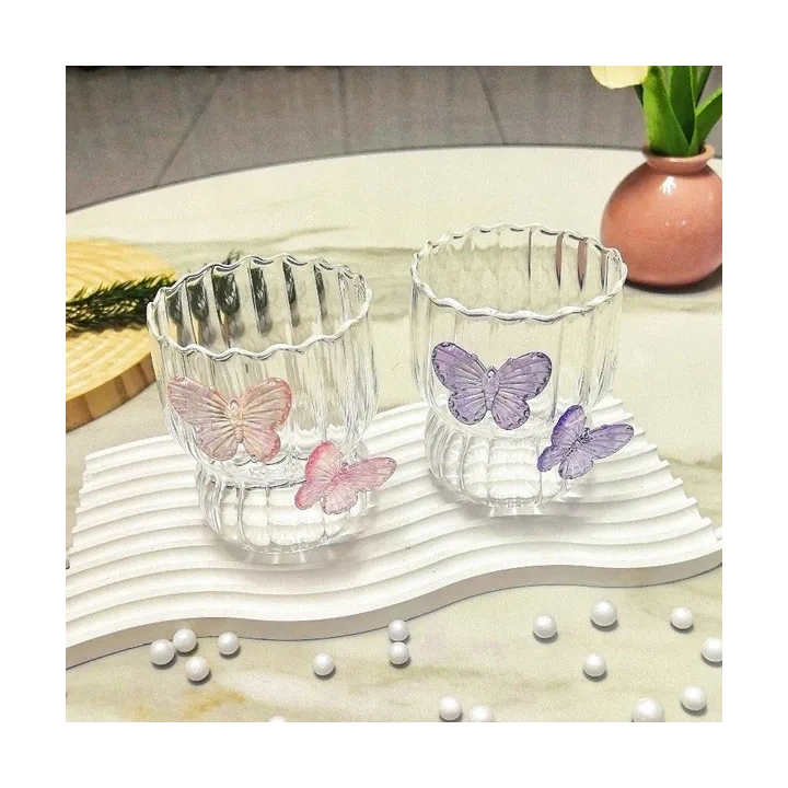 ECARLA szklanka z falowanymi ściankami MOTYL Fiolet 260ml SZK162