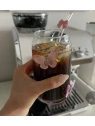 ECARLA szklanka wysoka ze słomką Motyl Róż 500ml SZK163