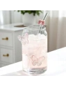 ECARLA szklanka wysoka ze słomką Motyl Róż 500ml SZK163
