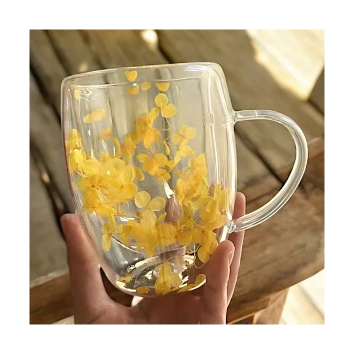 ECARLA szklanka termiczna z podwójnym dnem i hortensją 300ml SZK153