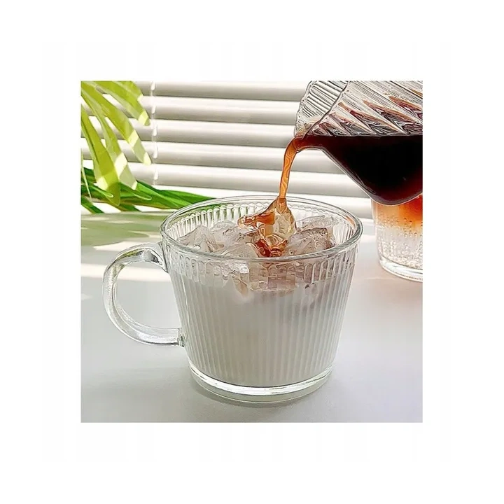 ECARLA szklanka ryflowana z uszkiem 400ml SZK156