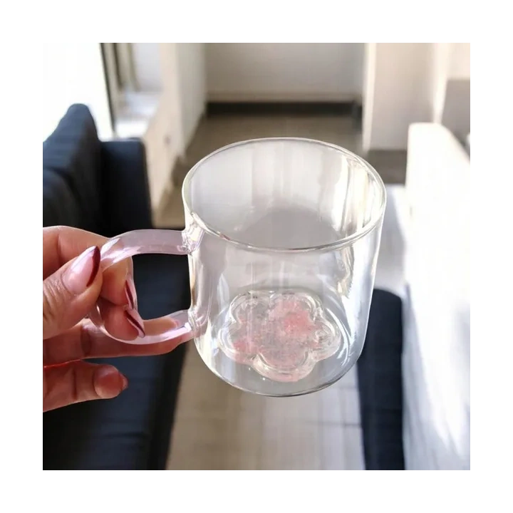 ECARLA szklanka z brokatowtym kwiatkiem w środku 250ml SZK143 