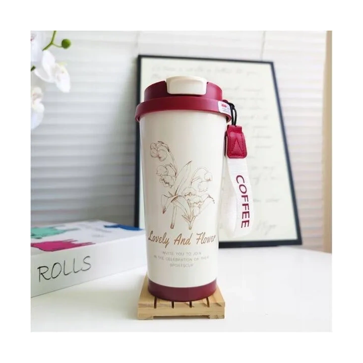 ECARLA kubek termiczny uchwytem i ustnikiem 550ml Kremowy BD28WZ4 