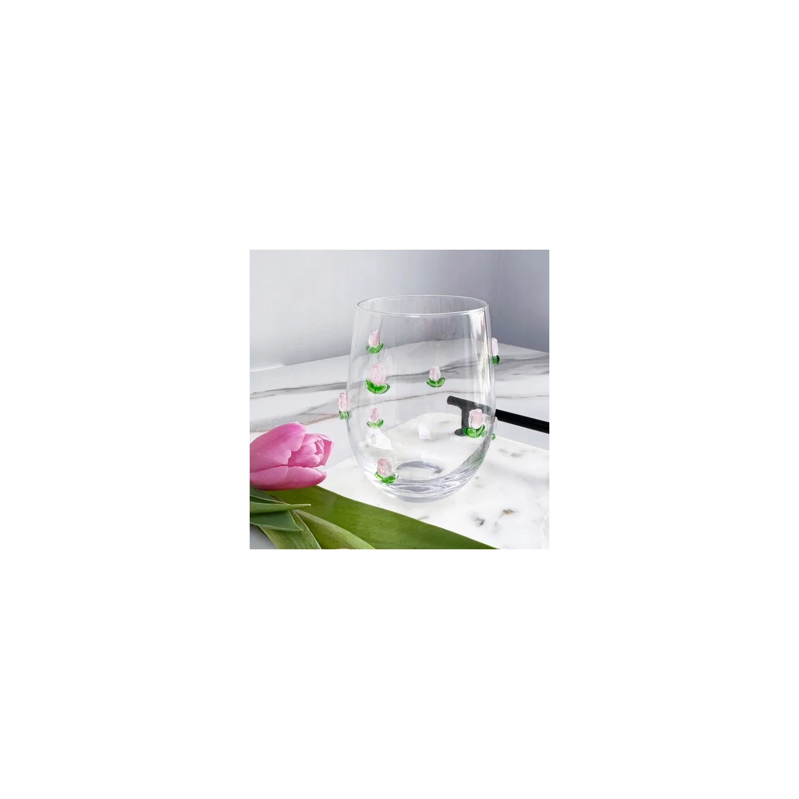 ECARLA szklanka 500ml z tulipanami SZK130 