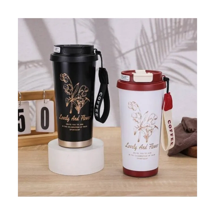 ECARLA kubek termiczny uchwytem i ustnikiem 550ml Kremowy BD28WZ4 