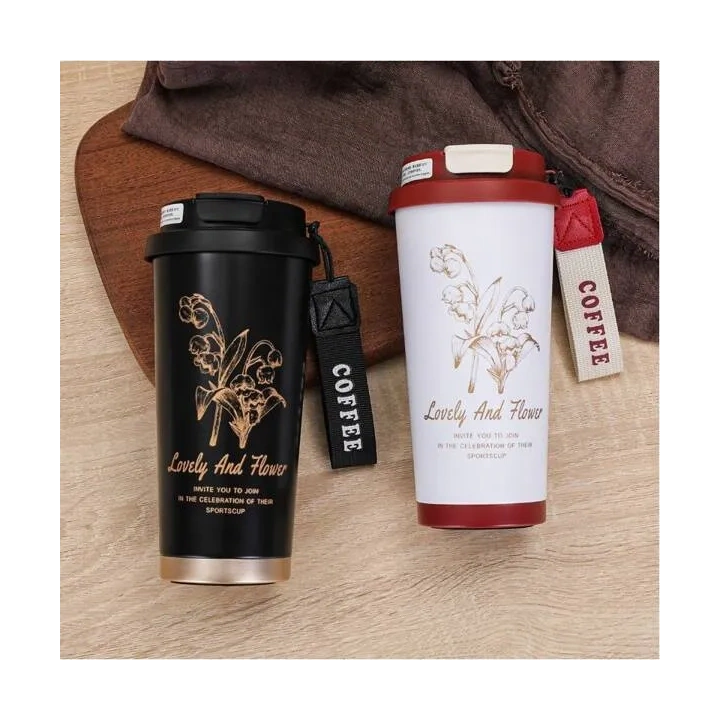 ECARLA kubek termiczny uchwytem i ustnikiem 550ml Kremowy BD28WZ4 