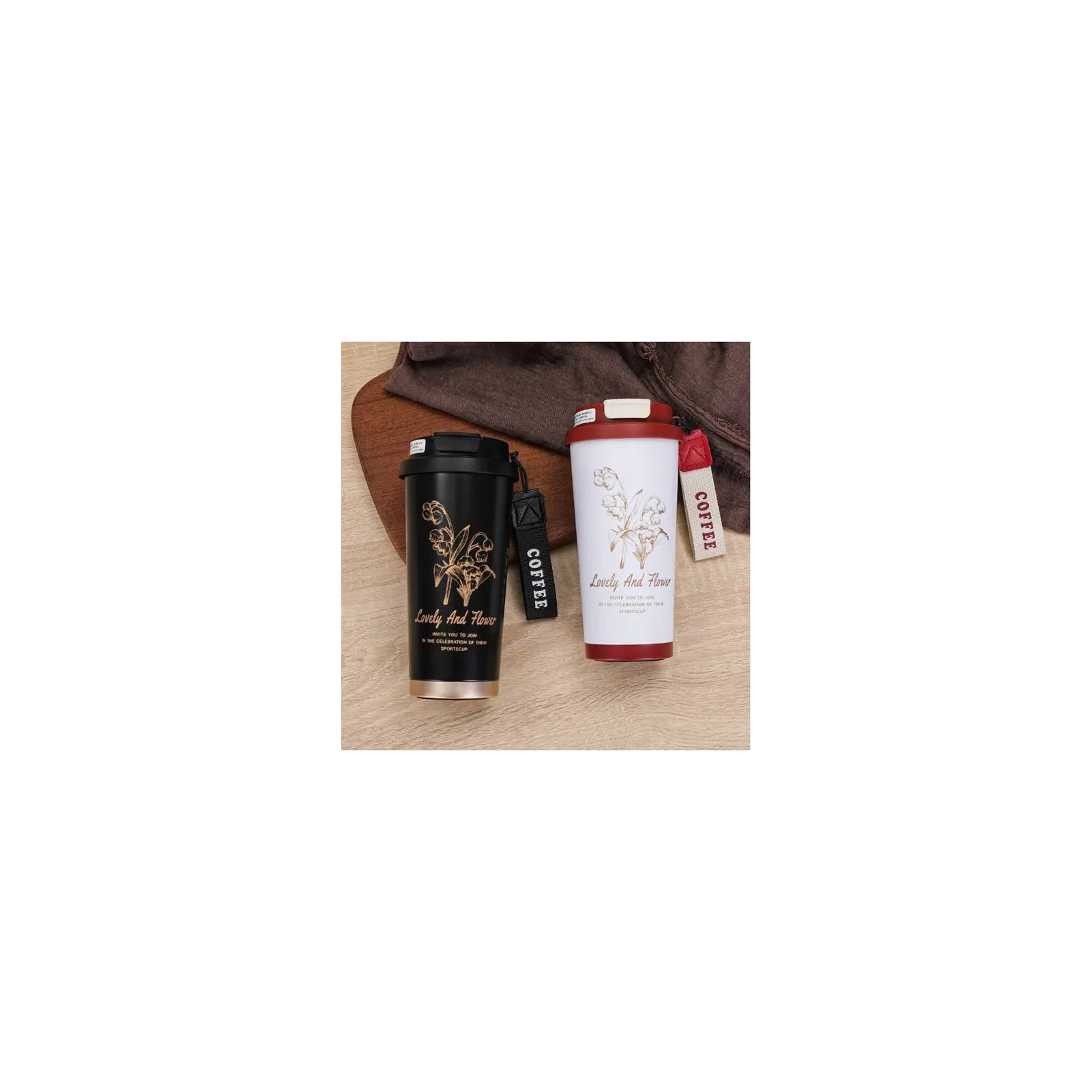 ECARLA kubek termiczny uchwytem i ustnikiem 550ml Kremowy BD28WZ4 