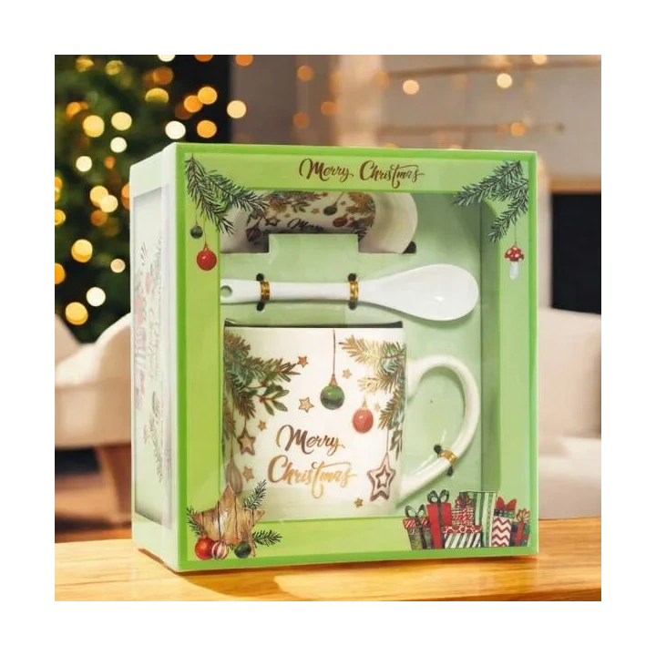ECARLA kubek świąteczny ze spodkiem i łyżeczką w pudełku KB16WZ1 400ml