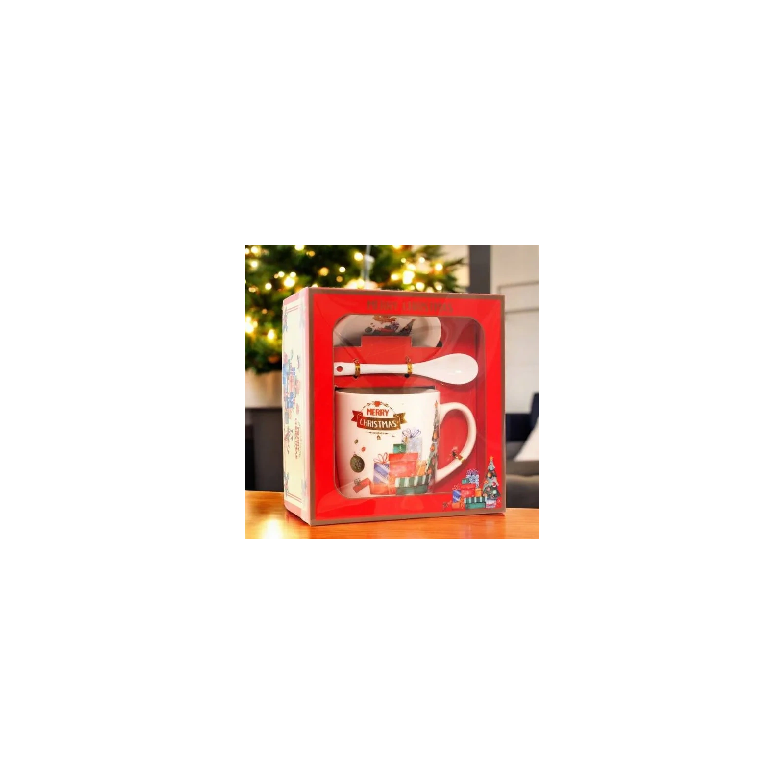 ECARLA kubek świąteczny ze spodkiem i łyżeczką w pudełku KB17WZ3 400ml