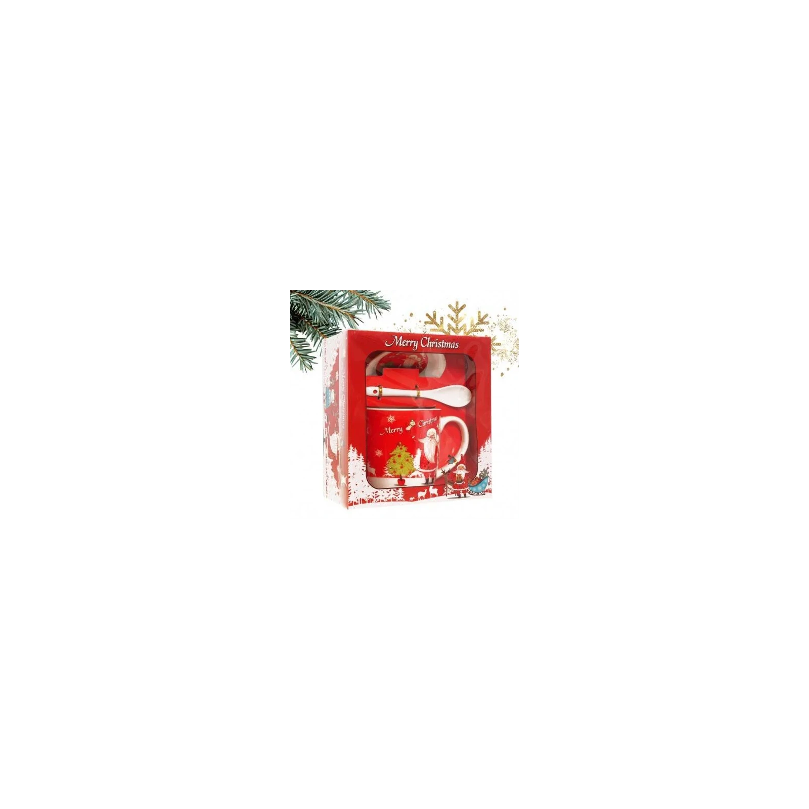 ECARLA kubek świąteczny ze spodkiem i łyżeczką w pudełku KB19WZ1 400ml