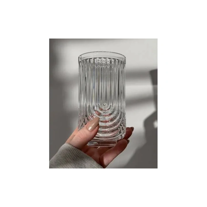 ECARLA szklanka ryflowana wysoka grube szkło 420ml SZK64 