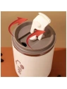 ECARLA kubek termiczny ze słomką, termos zamykany 500ml Kremowy CUP07WZ1