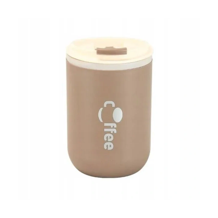 ECARLA kubek termiczny ze słomką, termos zamykany 500ml Cappucino CUP07WZ2