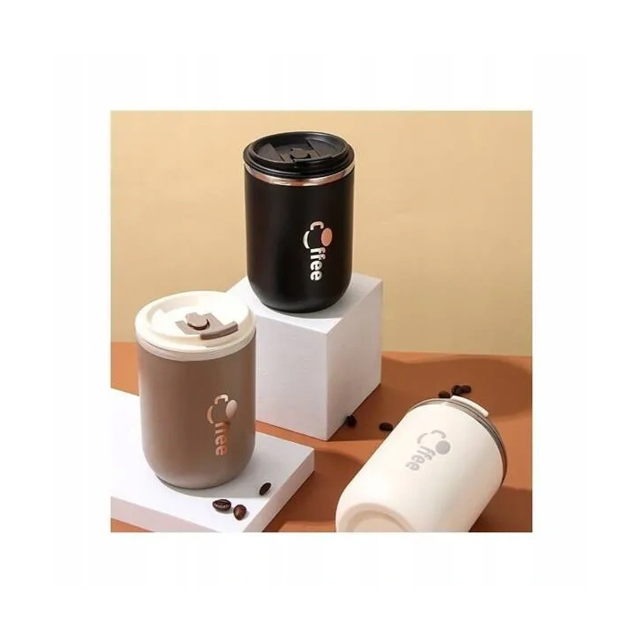 ECARLA kubek termiczny ze słomką, termos zamykany 500ml Cappucino CUP07WZ2