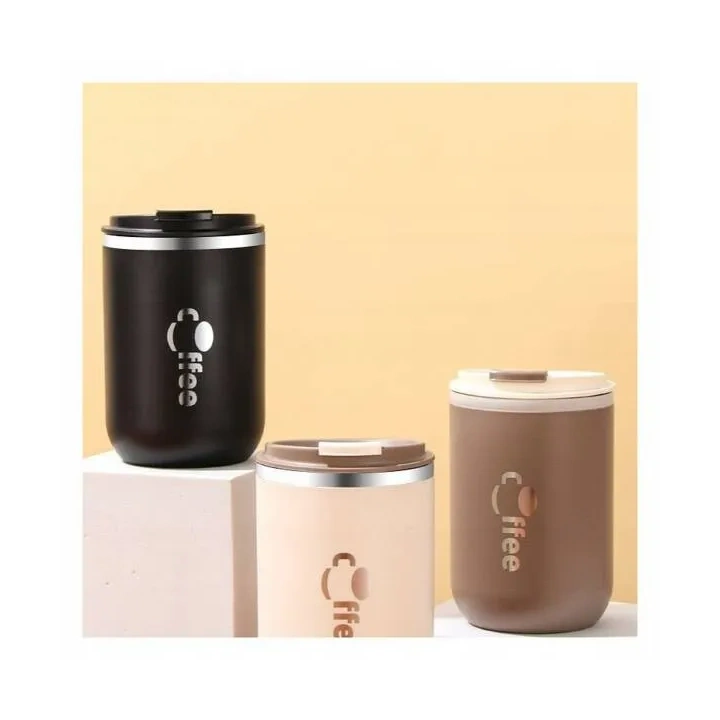 ECARLA kubek termiczny ze słomką, termos zamykany 500ml Cappucino CUP07WZ2