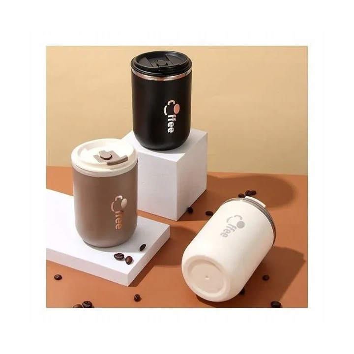 ECARLA kubek termiczny ze słomką, termos zamykany 500ml Cappucino CUP07WZ2