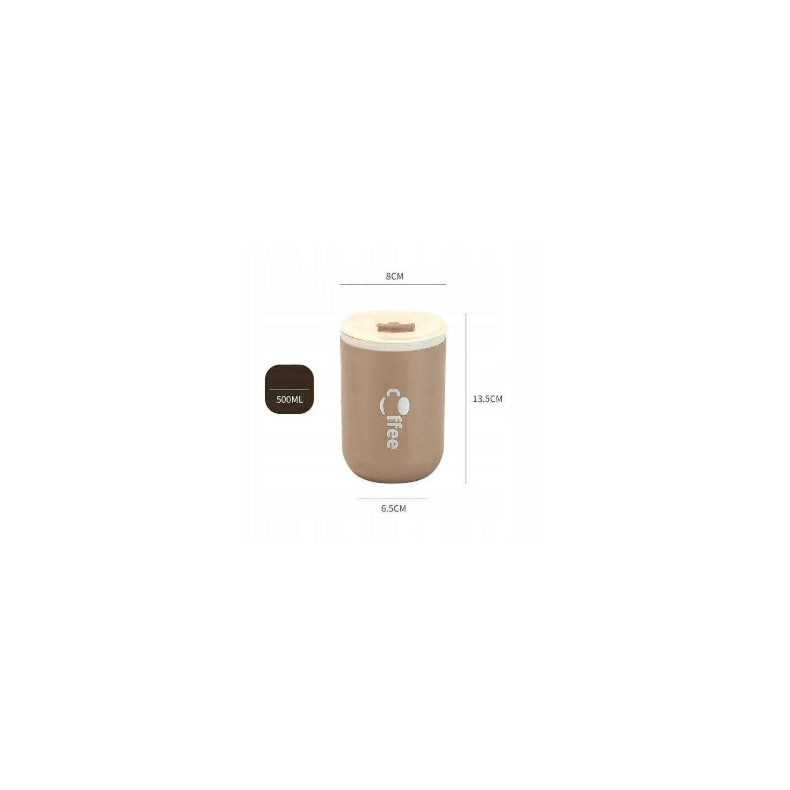 ECARLA kubek termiczny ze słomką, termos zamykany 500ml Cappucino CUP07WZ2