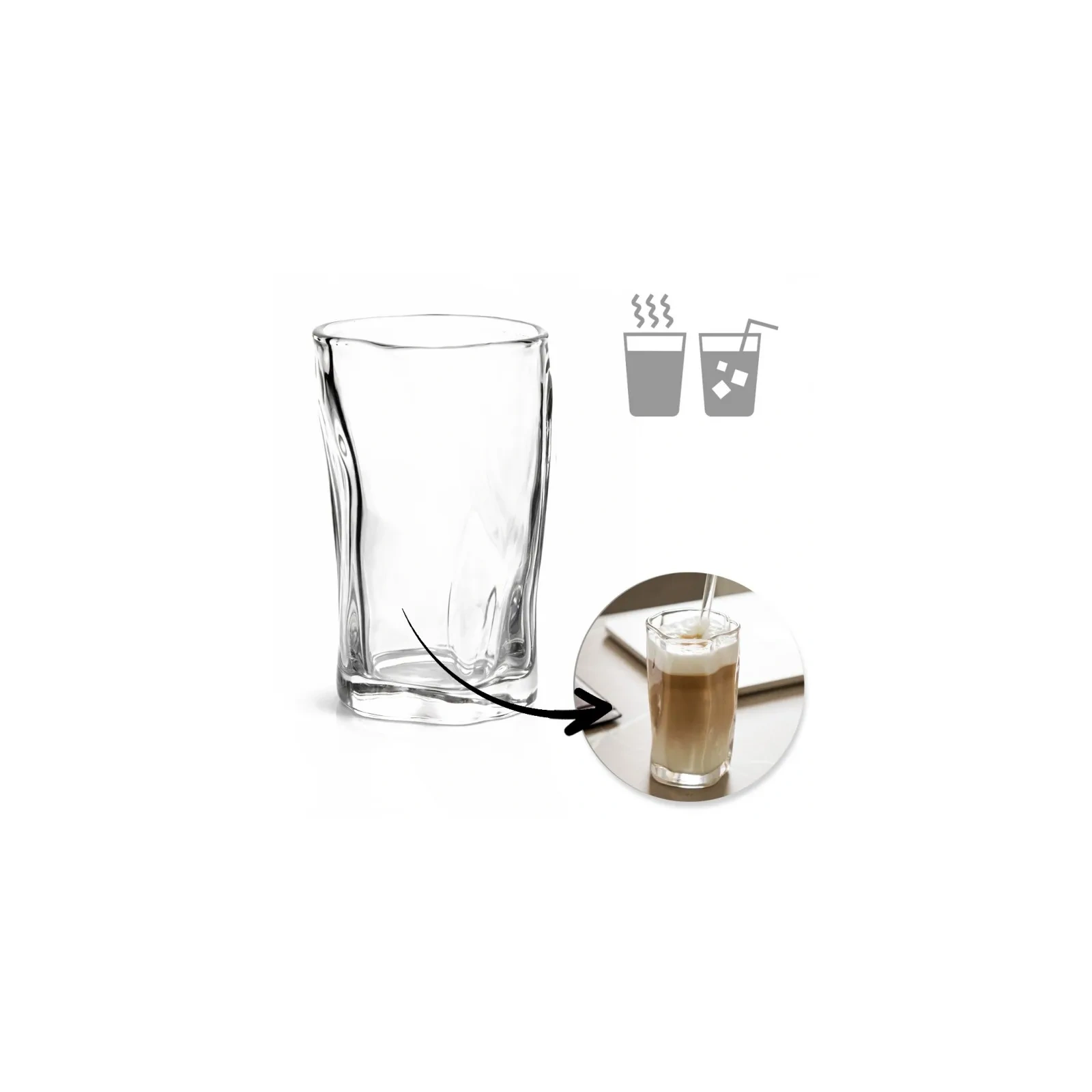 ECARLA szklanka falowana do kawy latte, long drinków 275ml SZK199