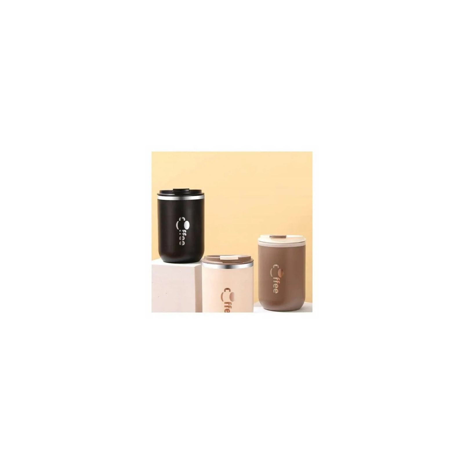 ECARLA kubek termiczny ze słomką, termos zamykany 500ml Czarny CUP07WZ3