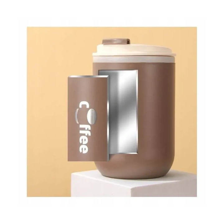ECARLA kubek termiczny ze słomką, termos zamykany 500ml Czarny CUP07WZ3