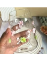 ECARLA szklanka z falowanymi ściankami i słomką KWIATKI SZK164 350ml