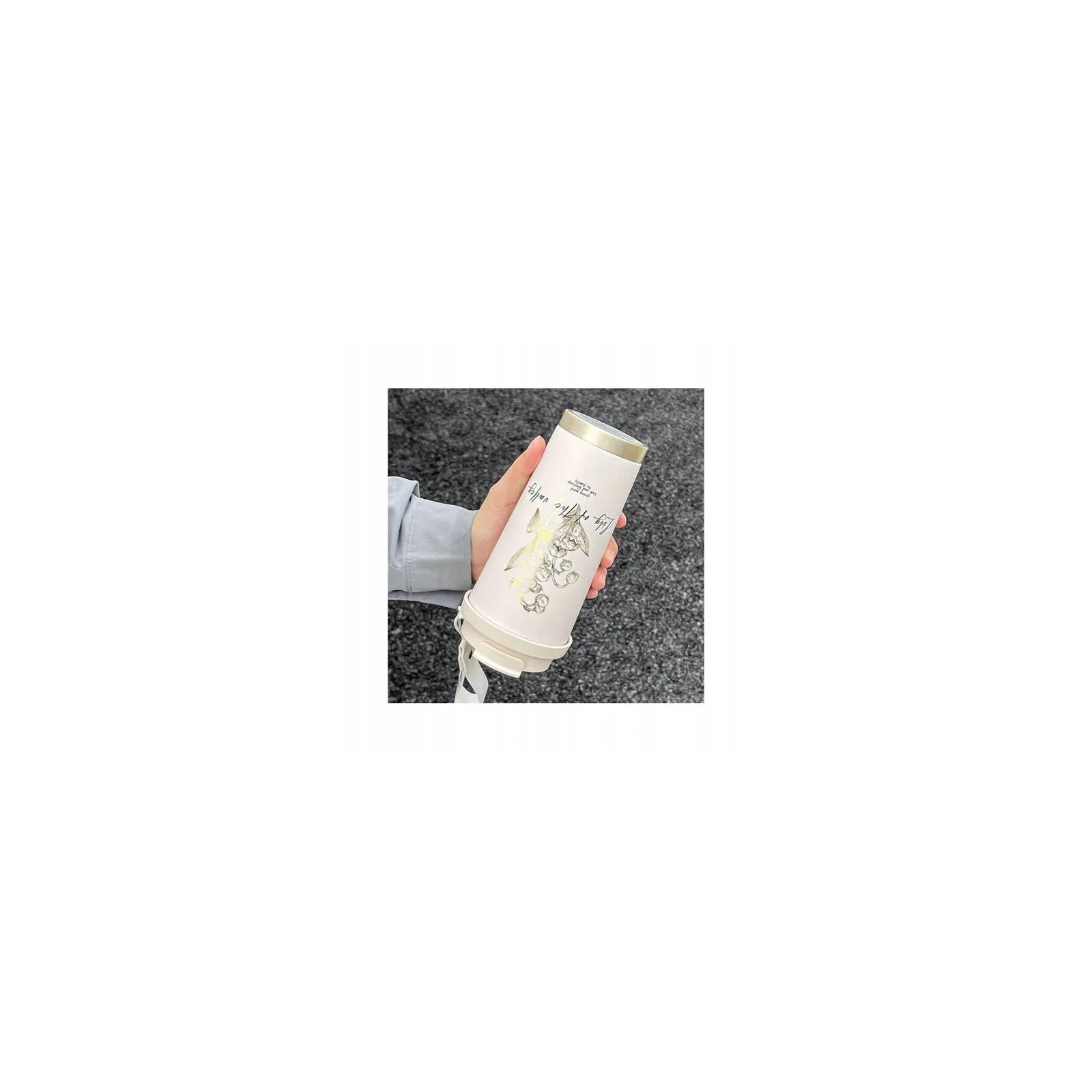 ECARLA kubek termiczny uchwytem i ustnikiem 550ml Kremowy Konwalia BD28WZ1