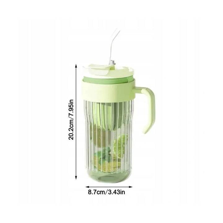 ECARLA kubek z ryflowanego szkła z sitkiem i słomką 550ml Fioletowy CUP12FIO