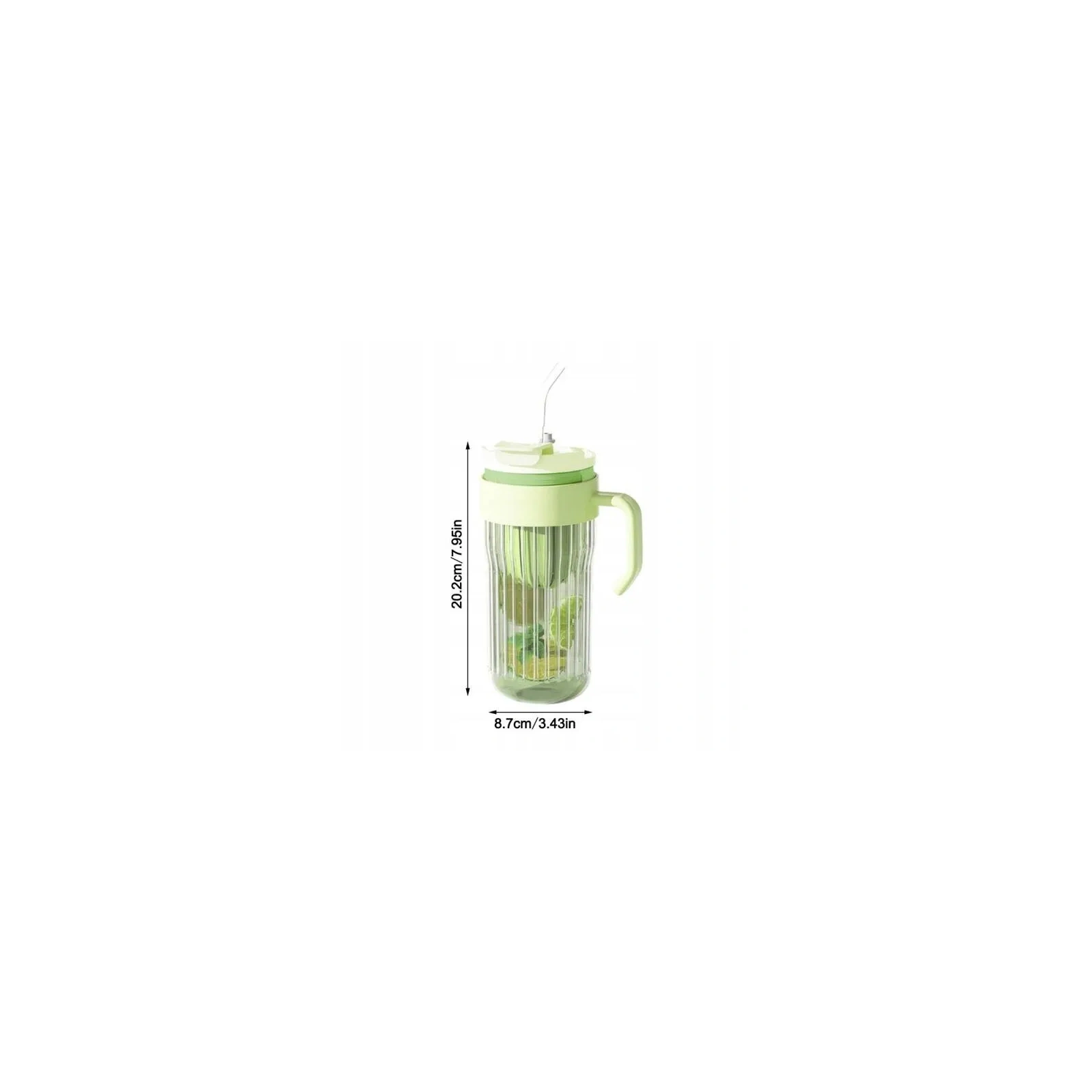 ECARLA kubek z ryflowanego szkła z sitkiem i słomką 550ml Fioletowy CUP12FIO