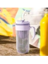 ECARLA kubek z ryflowanego szkła z sitkiem i słomką 550ml Fioletowy CUP12FIO