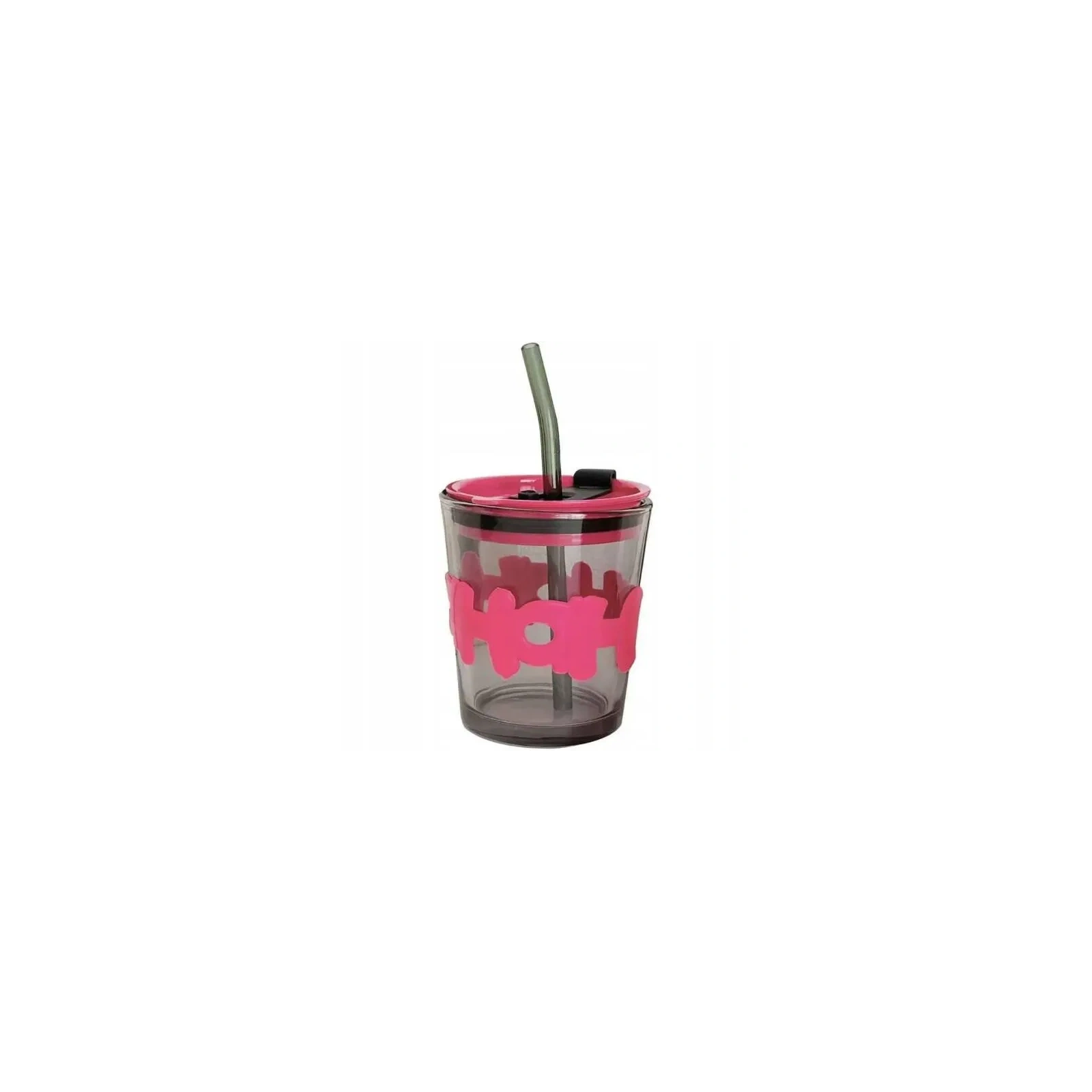 ECARLA kubek z kolorowego szkła ze słomką i zamknięciem 300ml Hoh CUP13