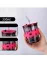 ECARLA kubek z kolorowego szkła ze słomką i zamknięciem 300ml Hoh CUP13
